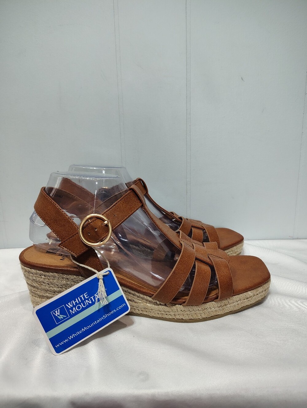 White Mountain Stormy Brown Tan Strappy Espadrille Wedge Sandal NWT Size 10